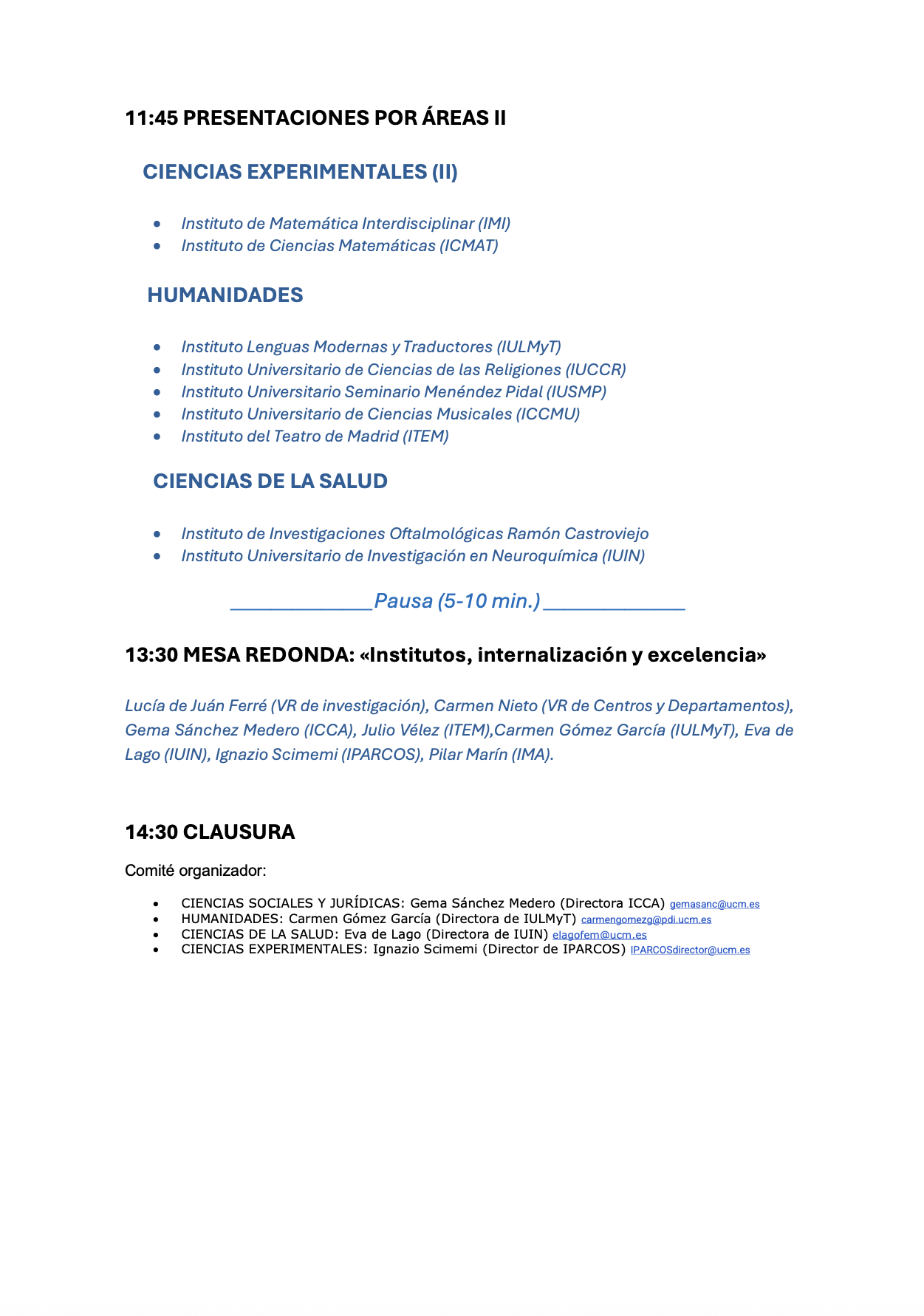 I Jornada de Institutos de Investigación UCM